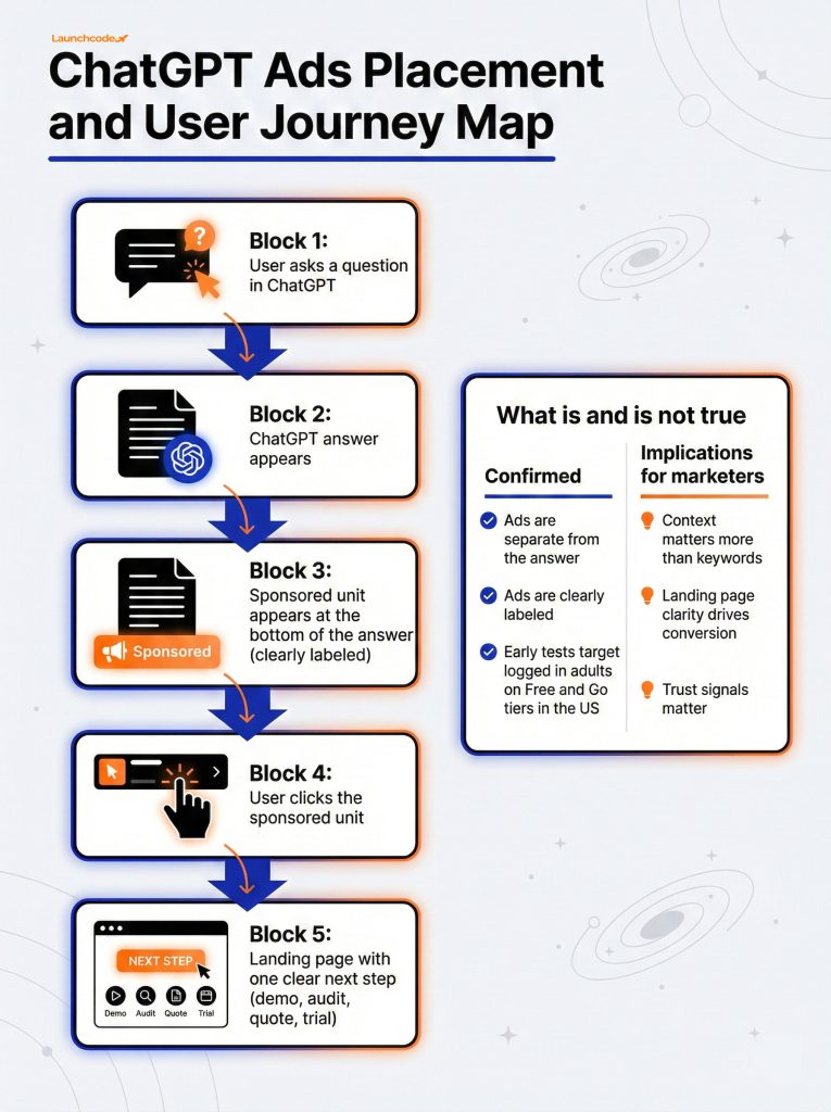 ChatGPT ads placement and user journey map
