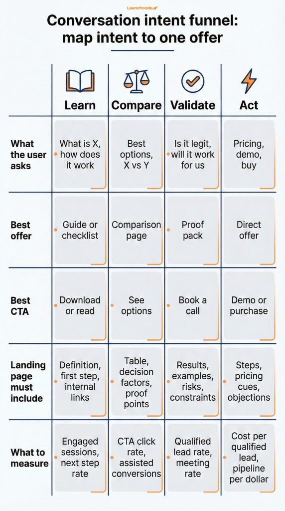 Conversation intent funnel and offer mapping