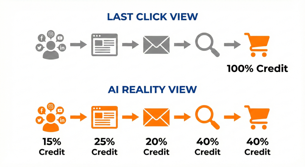 Last Click vs. AI Attribution Comparison