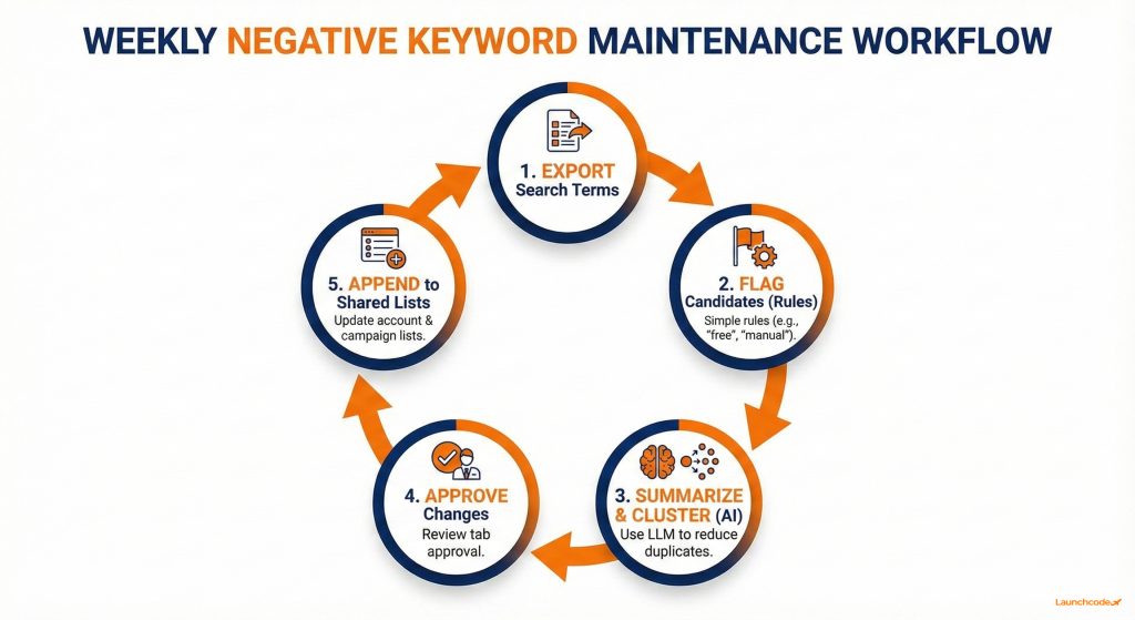 Weekly Negative Keyword Maintenance Workflow