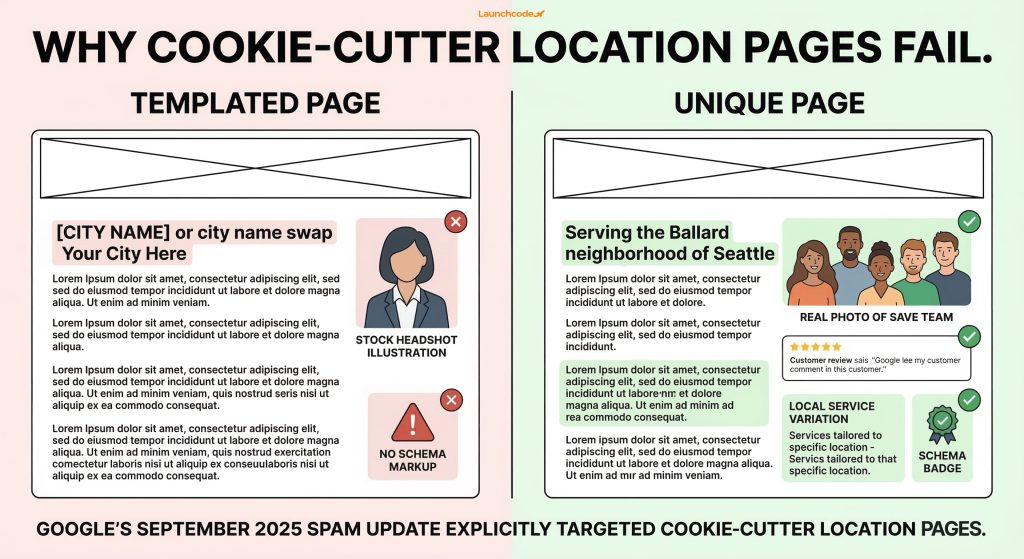 Templated versus unique location pages