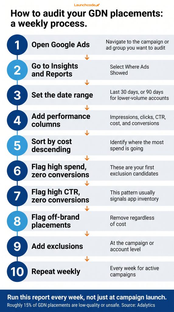 10-step placement audit workflow