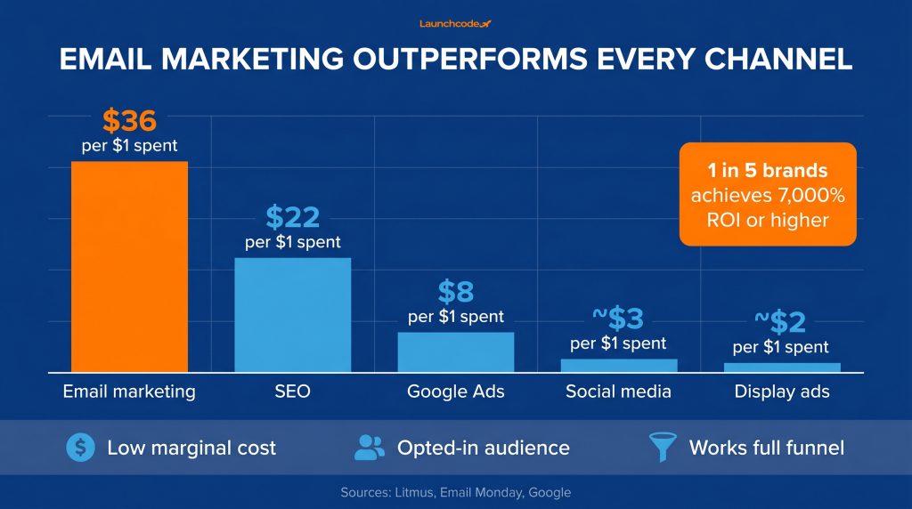 Email marketing ROI vs every other channel