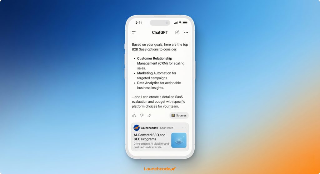 ChatGPT ads are live: A complete breakdown 2 Smartphone ChatGPT conversation with sponsored ad card