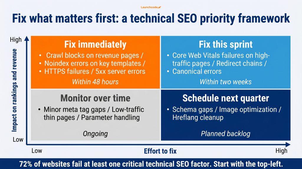 Technical SEO audit: How to find and fix what is holding your site back 5 Technical SEO fix prioritization matrix