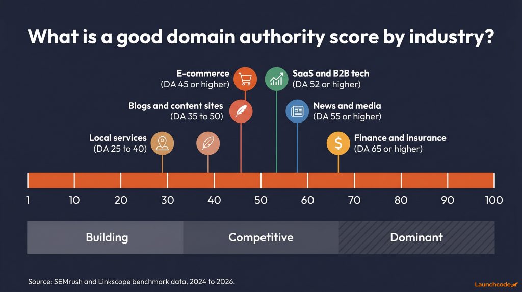 The DA score scale by industry