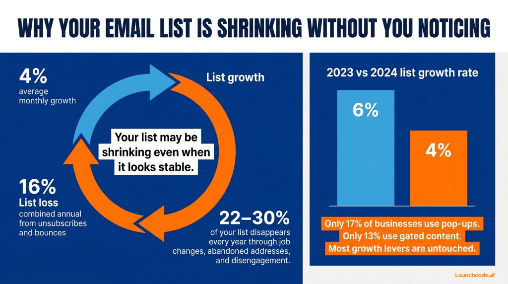 How to build an email list: Strategies that actually grow your audience 1 The email list treadmill problem