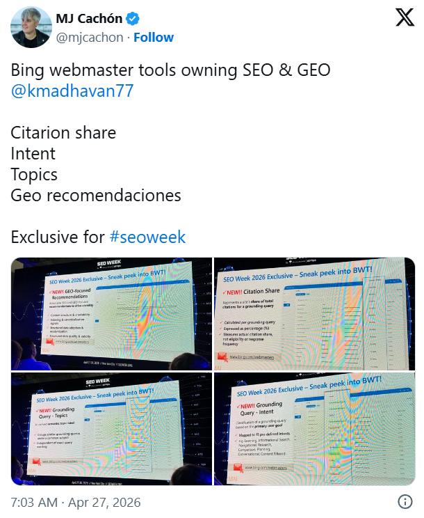 huge news Bing webmaster tools owning SEO & GEO