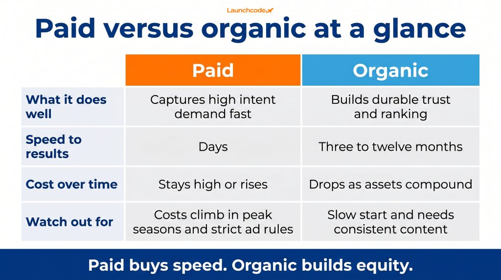 Paid versus organic at a glance