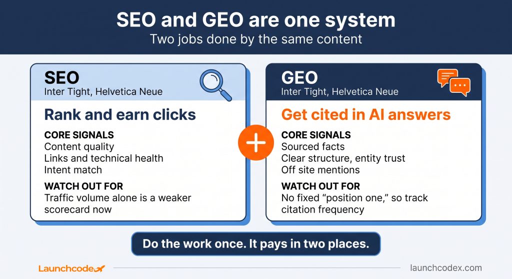 SEO and GEO, one system