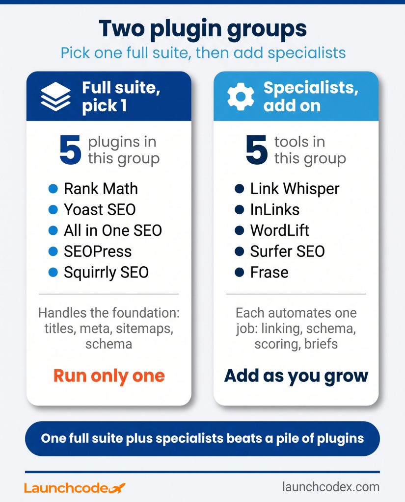 Top 10 SEO plugins for WordPress websites with built-in AI automation 1 The two group plugin split