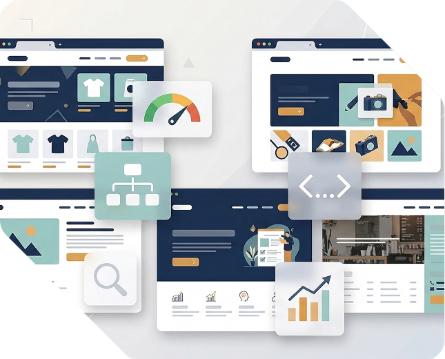 Web design elements and analytics visuals