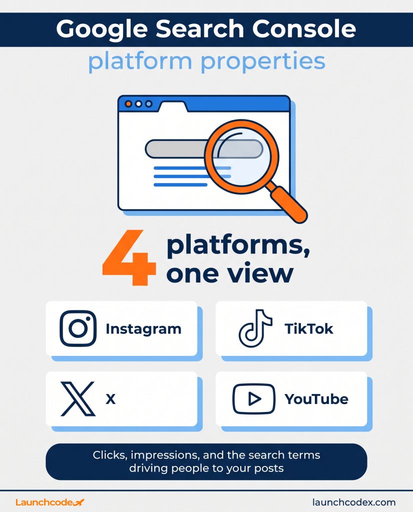 Google Search Console platform properties: Track TikTok, Instagram & YouTube performance 1 What platform properties track