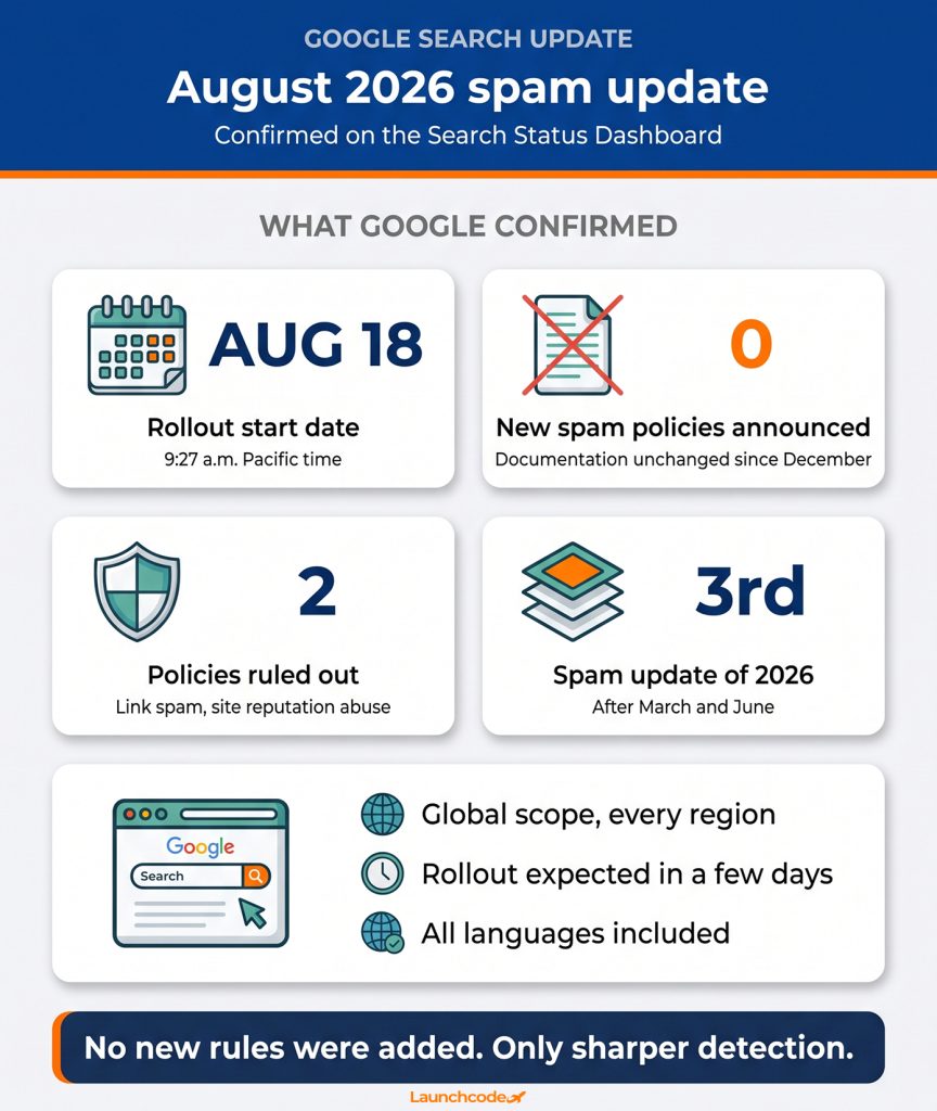 Google August 2026 spam update: Is AI search spam the real target? 1 What Google confirmed on August 18