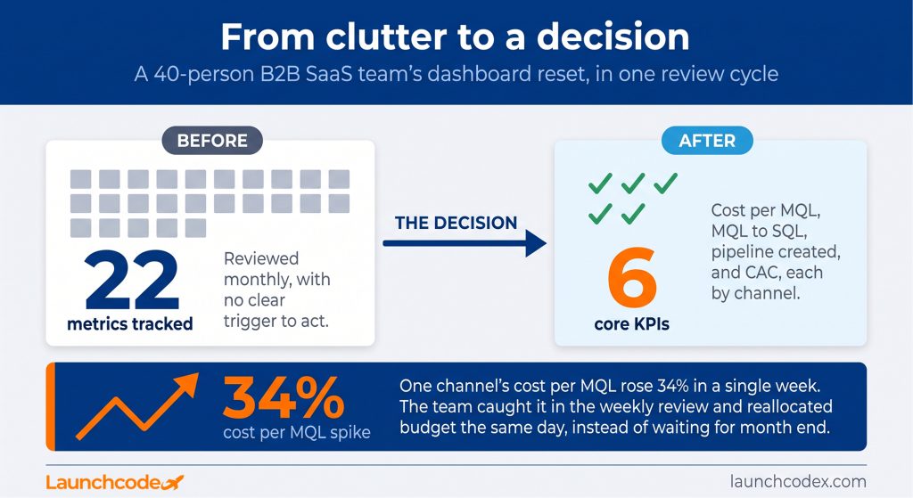 22 metrics to 6, one real dashboard reset