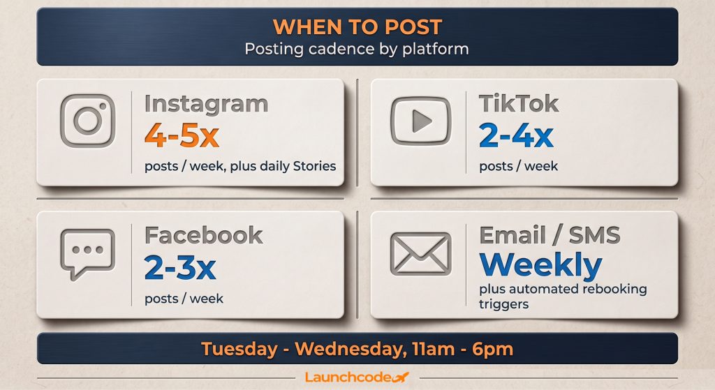 The med spa content playbook: What to post, when, and why it drives bookings 1 Posting cadence by platform